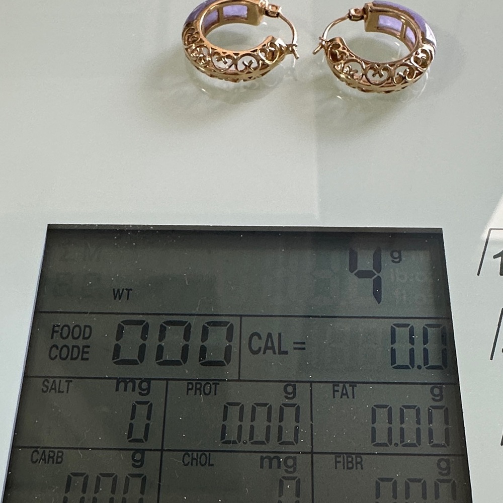 Elegant Gold Hoop Earrings with Lavender Jade